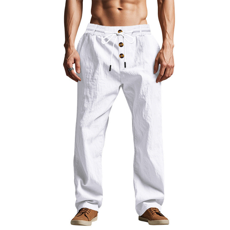 Comfortable and casual leisure pants for men with elastic waist and button details Lune London