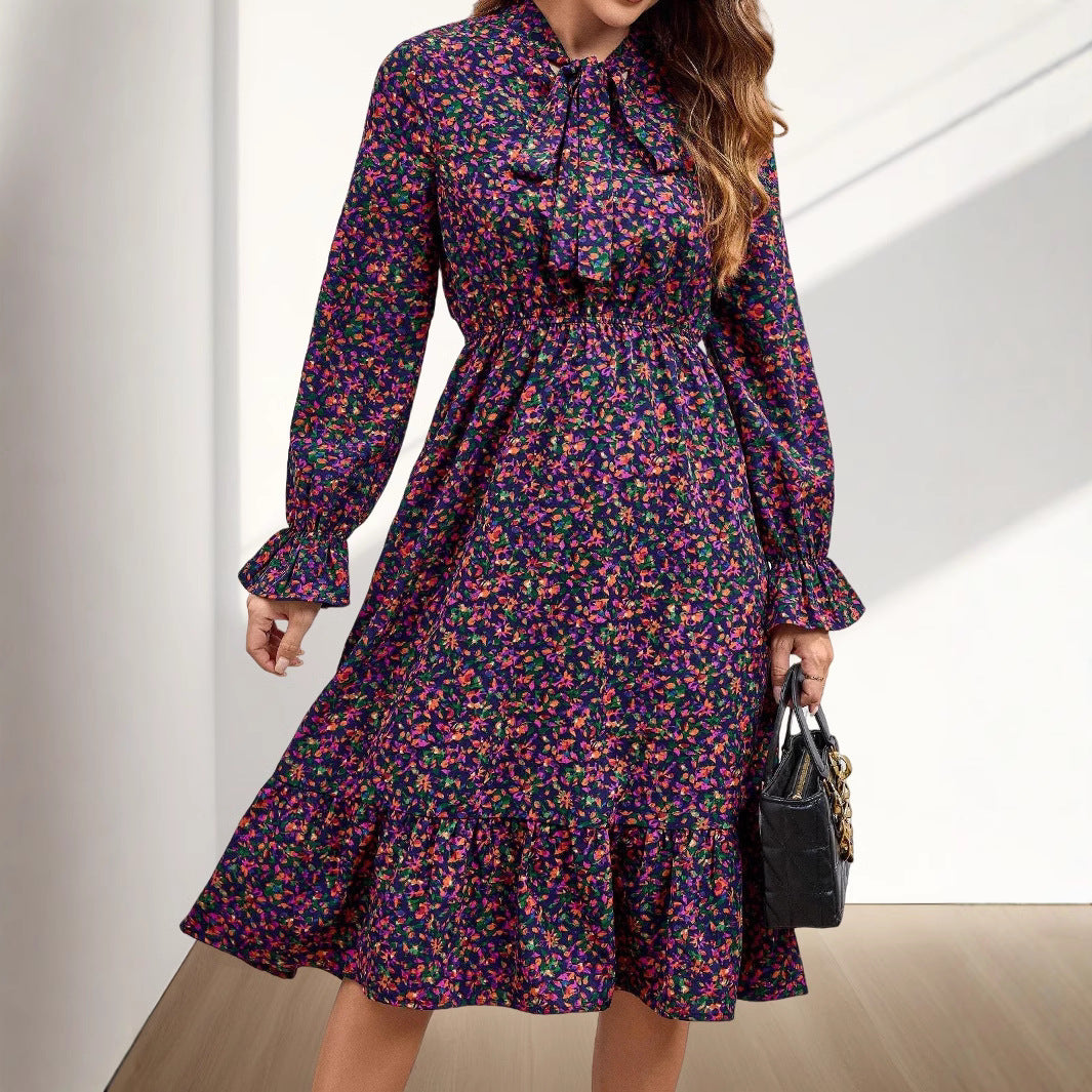 Ladies Vintage Floral Midi Dress Lune London