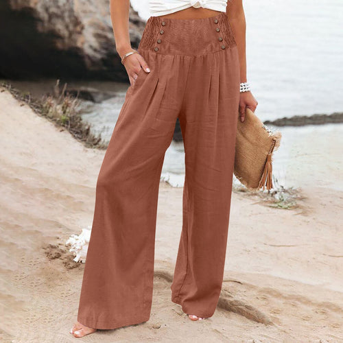 Summer wide pants for women with button details Amarae