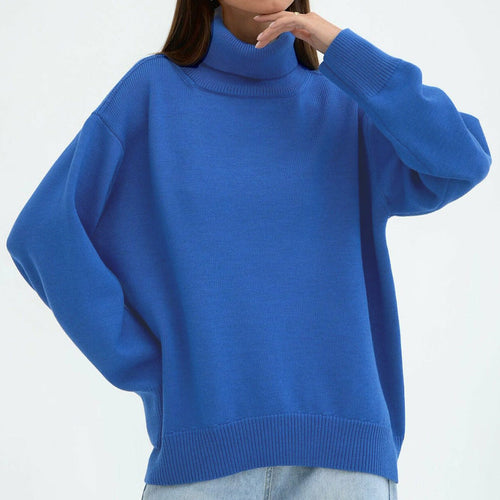 Women's Oversized Turtleneck Sweater with Ribbed Texture Amarae