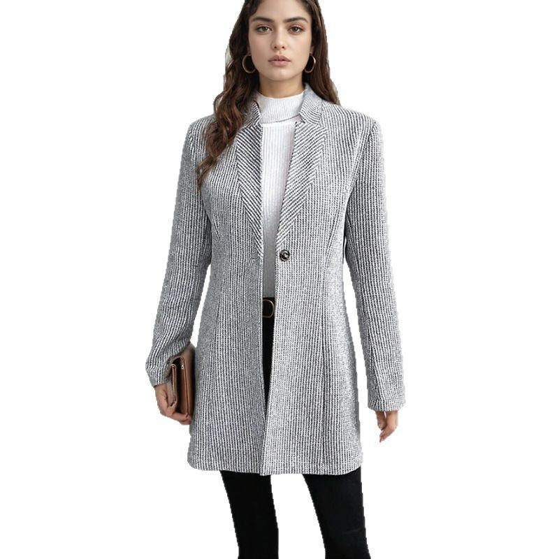 Ladies elegant long coat with structured design and refined details Lune London