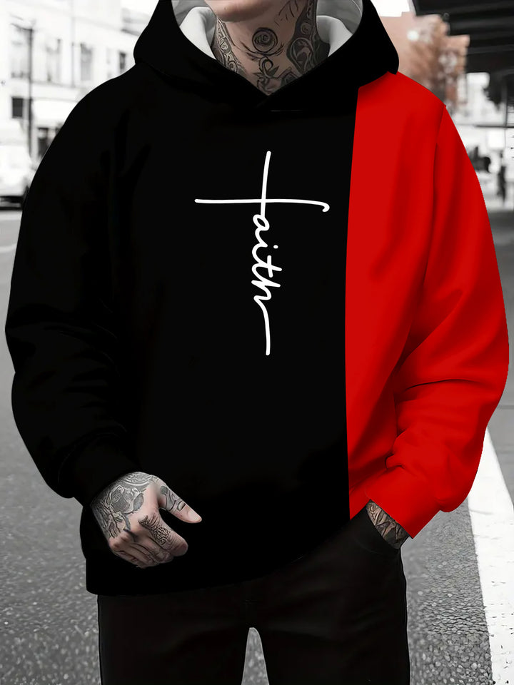 Men's hoodie with a subtle gradient of colors and an inspiring inscription Amarae