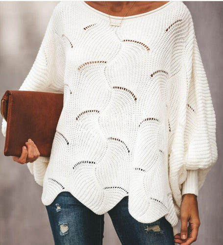Lightweight knitted sweater for women with an elegant wave pattern Amarae