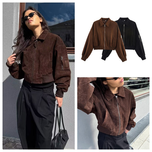 Women's fashionable faux leather jacket with practical pockets Amarae