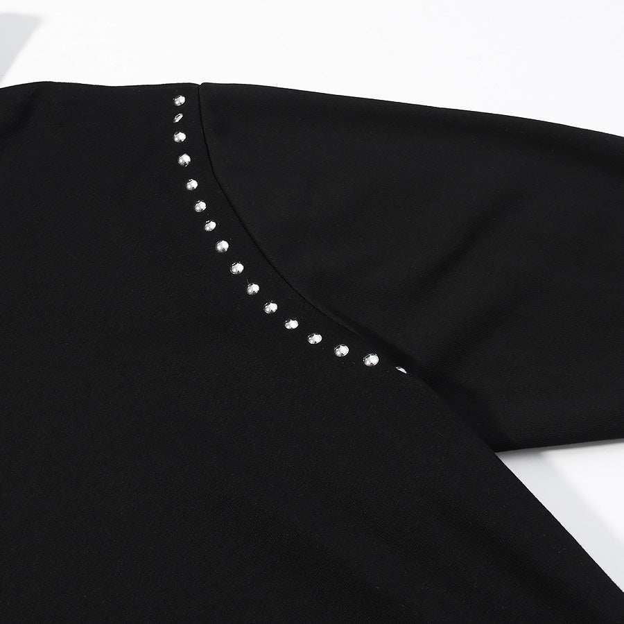 Women's Oversize Hoodie with Metal Stud Trim and Balloon Sleeves Amarae