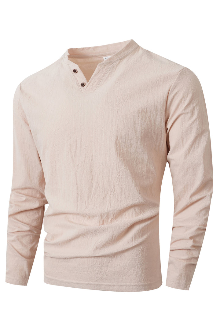 Men's long sleeve shirt with trendy Henley neckline Lune London