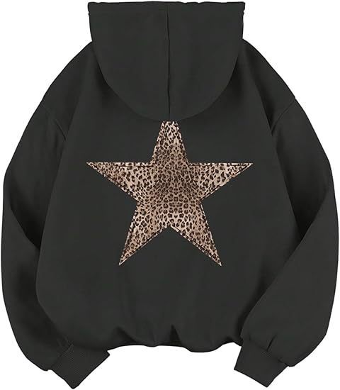 Lune London | Women's Casual Hoodie with Leopard Pattern On Star