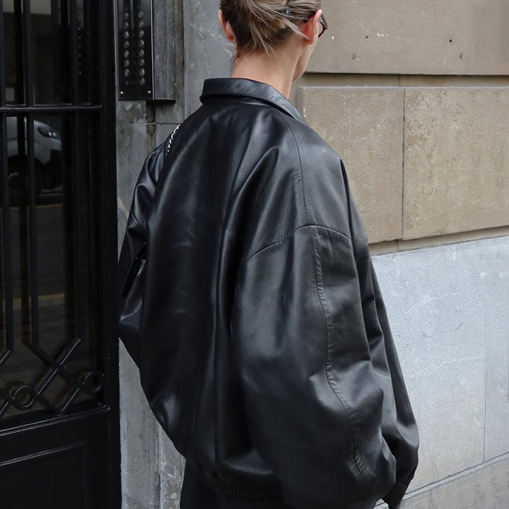 Oversized leather jacket for women Lune London