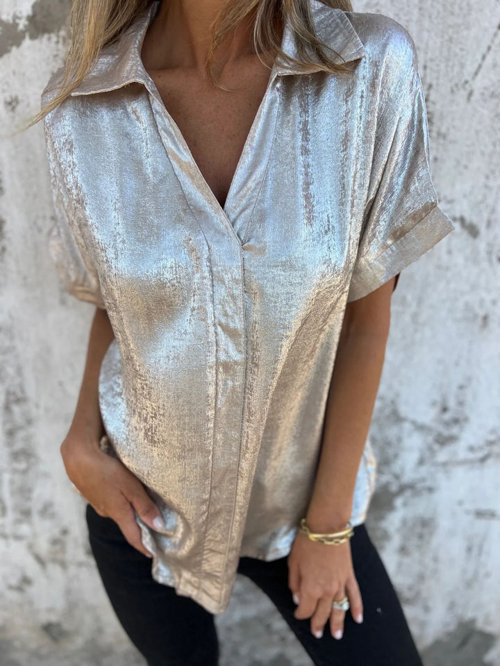 Satin blouse for women with fashionable collar and elegant cut Lune London