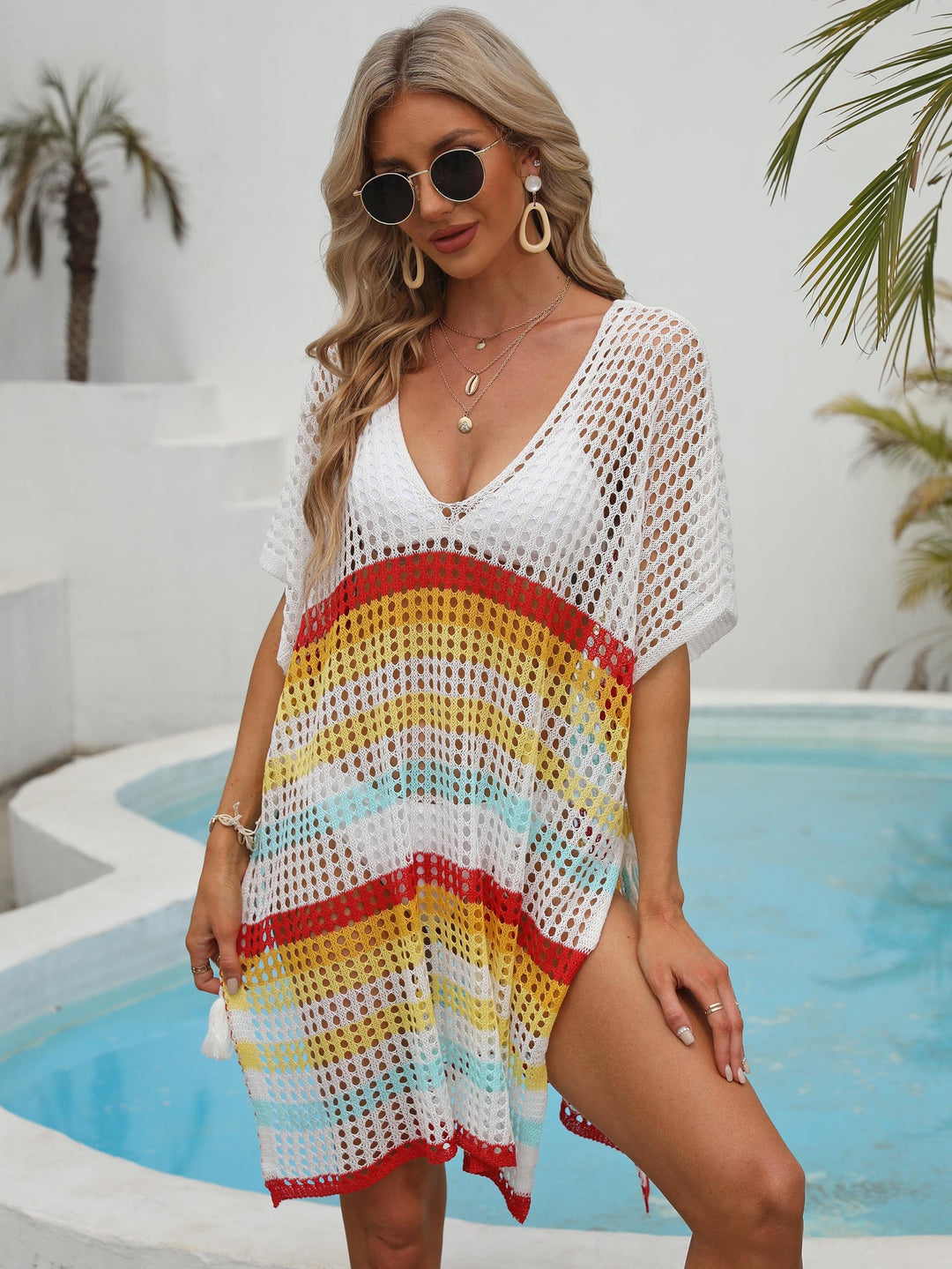 Lightweight open knit beach tunic Elegant Lune London