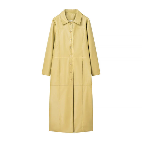 Amarae Elegant faux leather coat for women