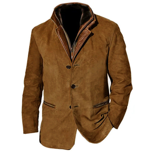 Stylish suede jacket for men with contrasting collar and practical pockets Lune London