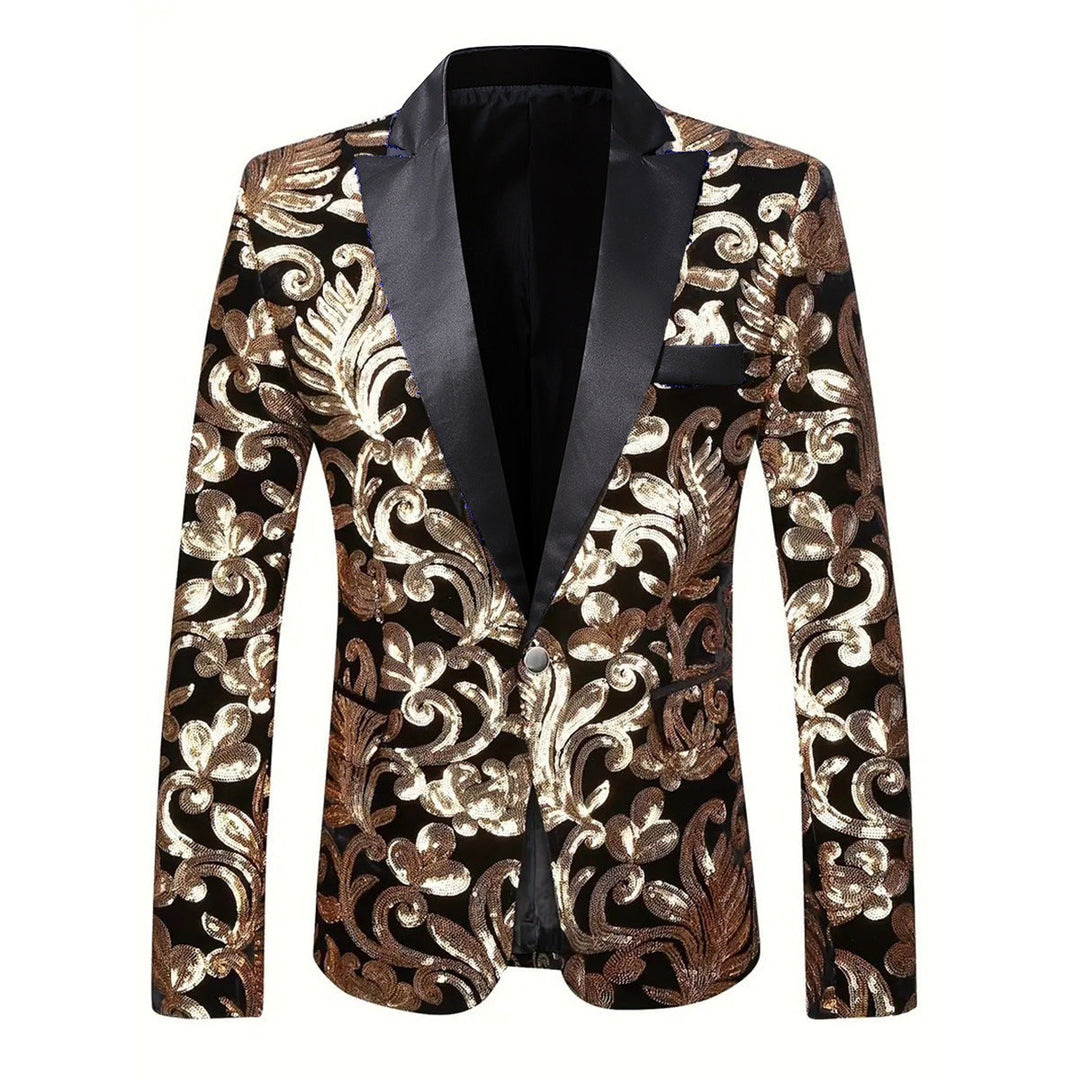 Men's Elegant Sequin Blazer In Luxurious Floral Design Lune London