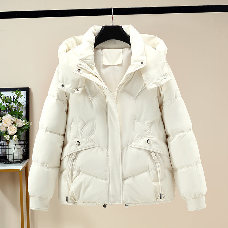 Ladies Fashion Padded Jacket with Removable Hood and Side Pockets with Opening.