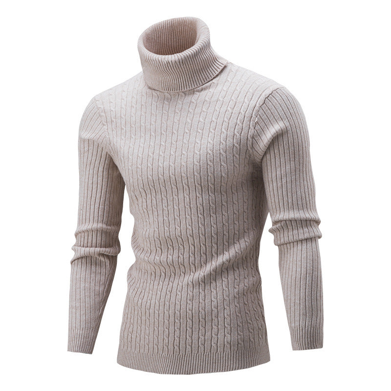 Men's Turtleneck Sweater In Classic Ribbed Pattern Lune London