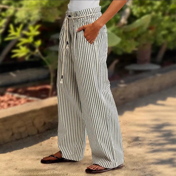 Lune London Casual Striped Linen Pants for Women