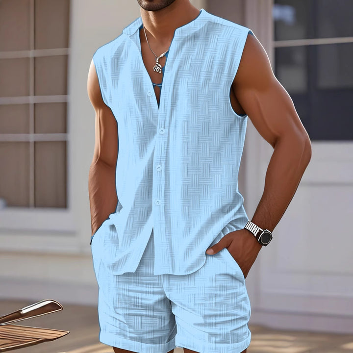 Men CasualSleeveless Buttoned Chic Set and Style