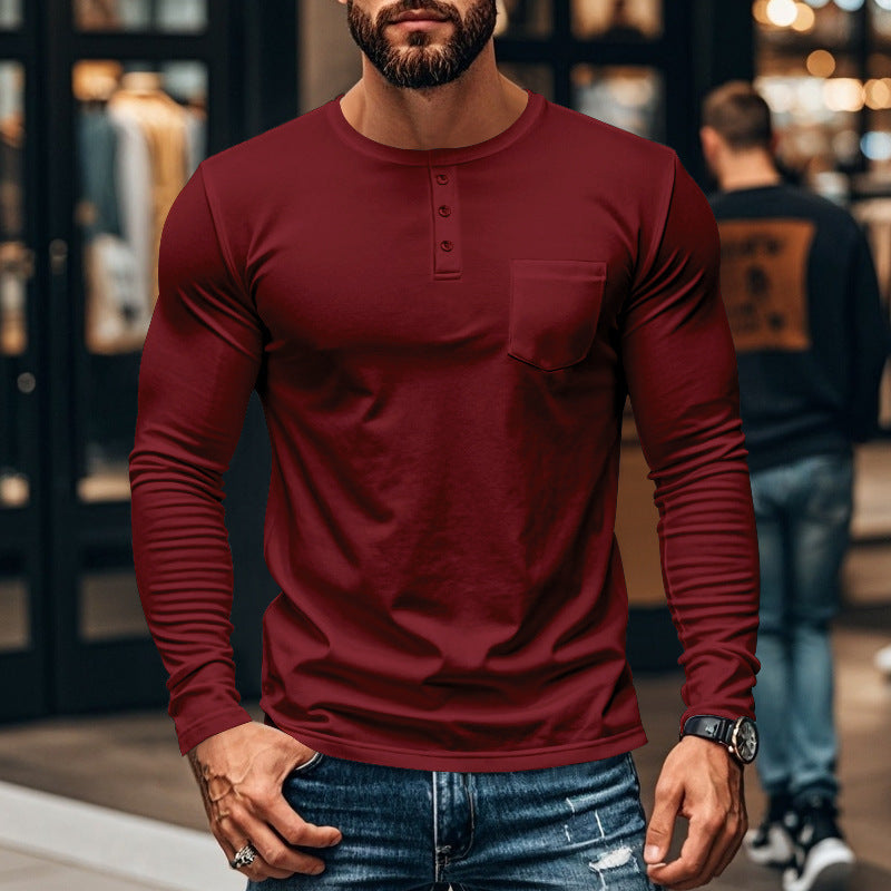 Long sleeve shirt for men with button placket and chest pocket Lune London