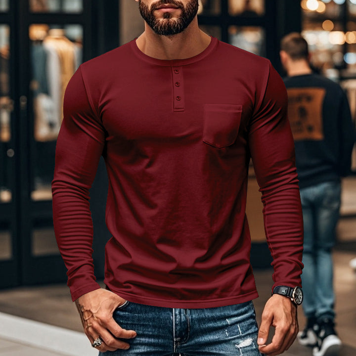 Long sleeve shirt for men with button placket and chest pocket Lune London