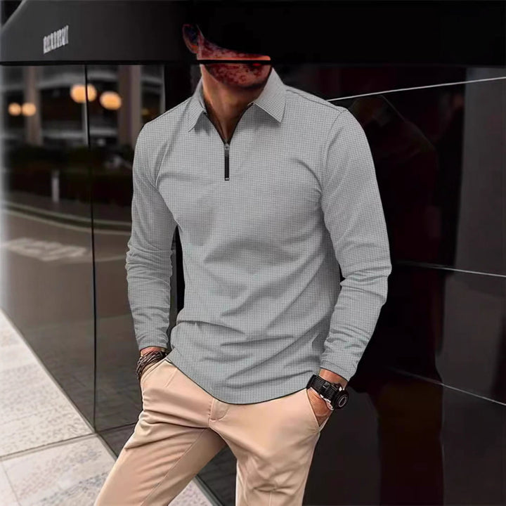 Men's long sleeve t-shirt with modern high collar and stylish zipper Lune London
