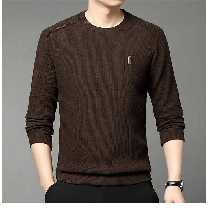 Modern pullover for men with round neck, featuring ribbed structure and stylish contrasting collar Lune London