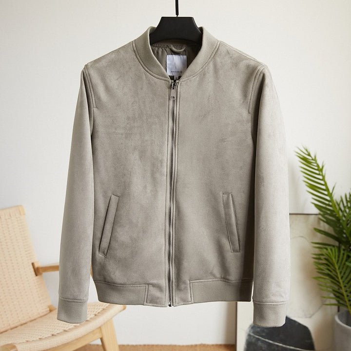 Men's Boxy Zip Blouson with Shirt Collar and Fine Wool Blend Amarae