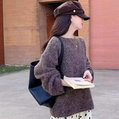 Femme Pull Tricot Épais avec Coupe Lâche Chic & Stil