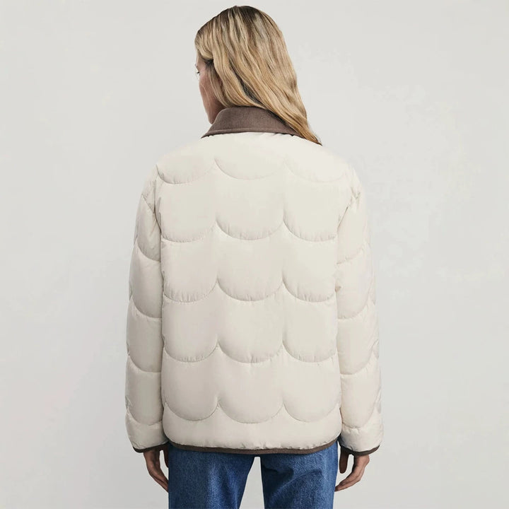 Women's quilted short jacket with wave quilting and cord collar Amarae