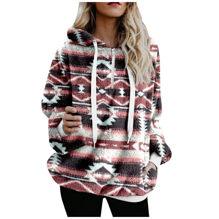 Women's cozy hooded sweatshirt with trendy geometric pattern Lune London
