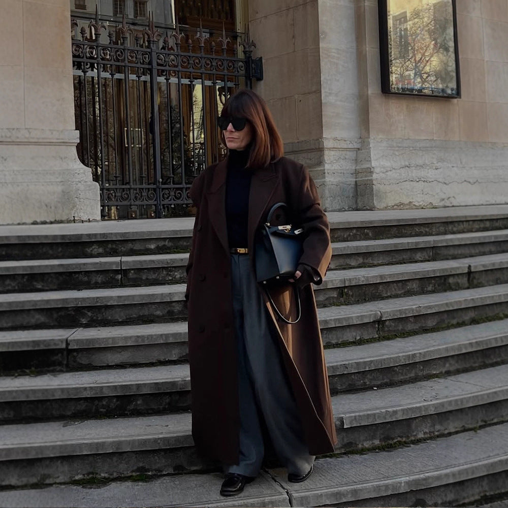 Ladies Oversize Wool Blend Coat with Extended Cocoon Cut and Double Breasted Amarae
