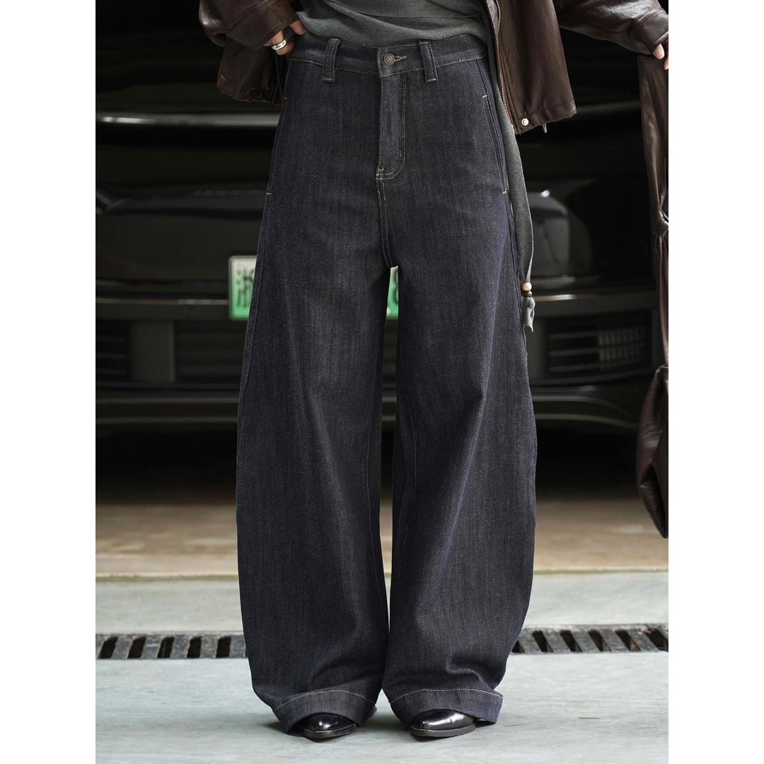 Women Wide High-Waist Denim Pants with Extra Wide Leg and Casual Waistband Processing Amarae