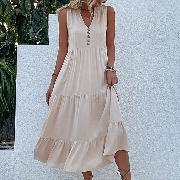 Lune London Women's Sleeveless Maxi Dress with Ruffle Detail