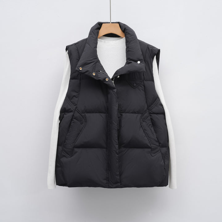 Quilted vest for ladies with high collar and practical pockets Lune London