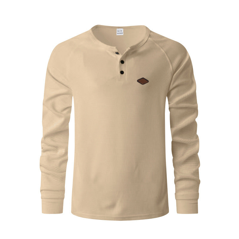 Men's long-sleeve Henley shirt with textured surface Amarae