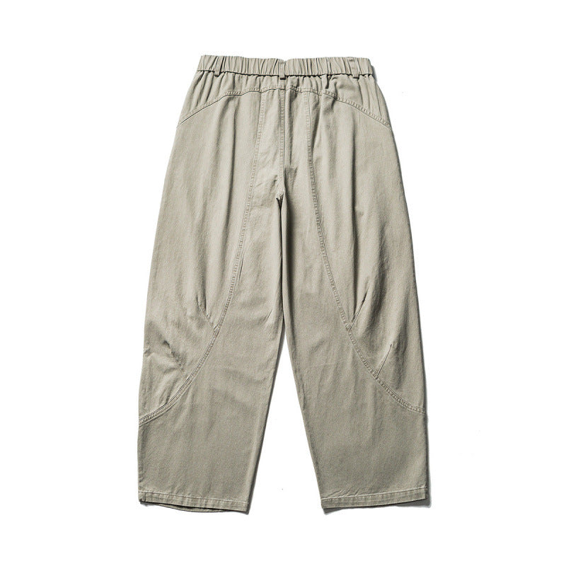 Men's Loose Workwear Pants with Elastic Waistband and Curved Seam Panels Amarae