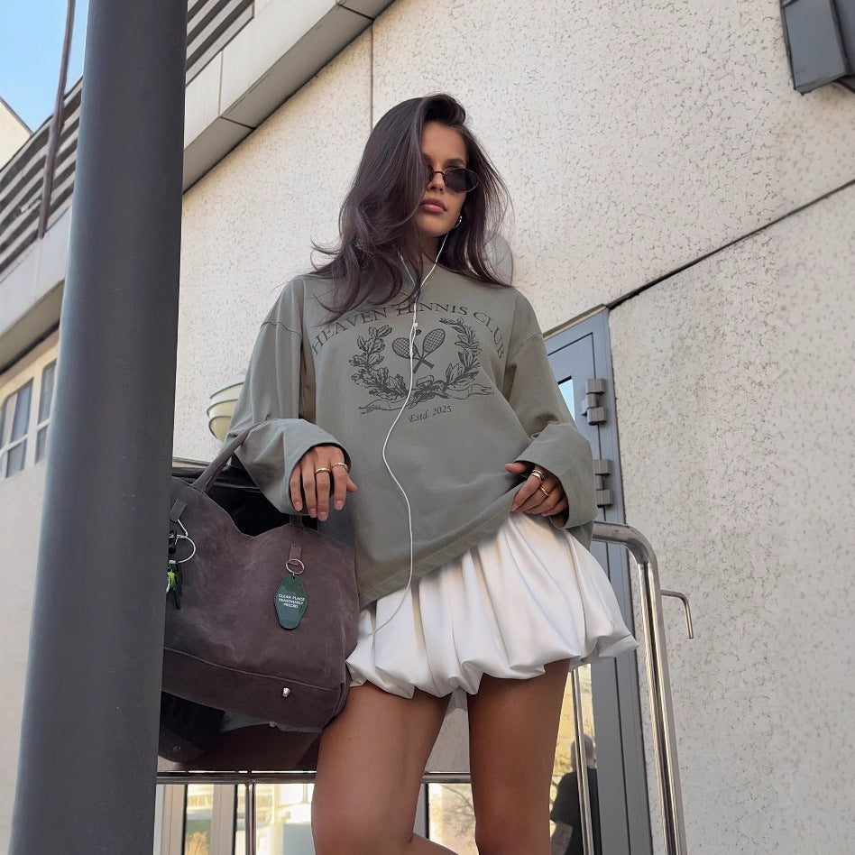 Casual long sleeve t-shirt for women with a chic and stylish creative print design