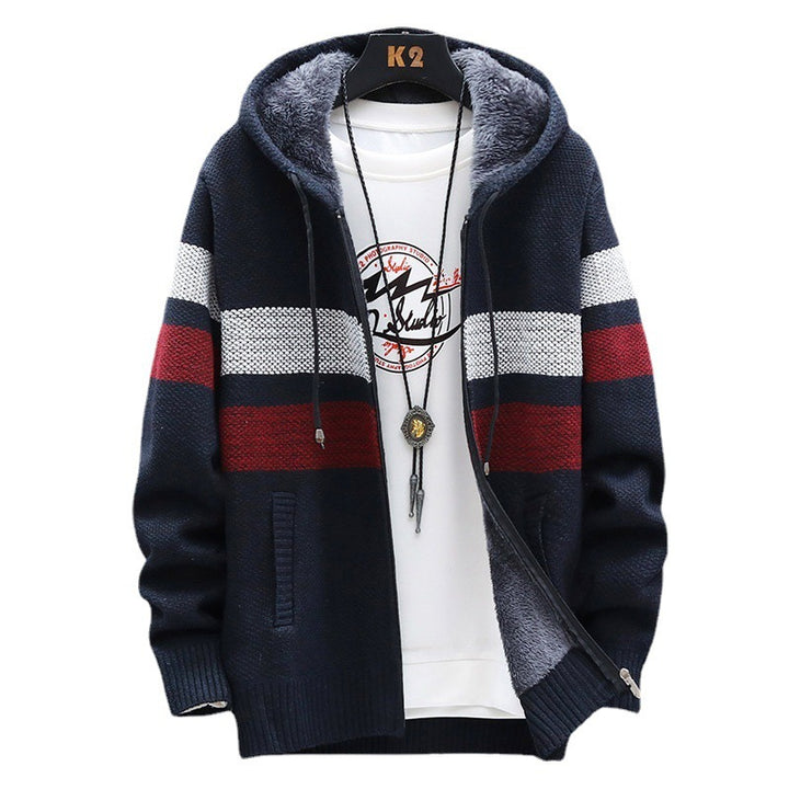 Men's fleece hoodie with high collar and Amarae structure