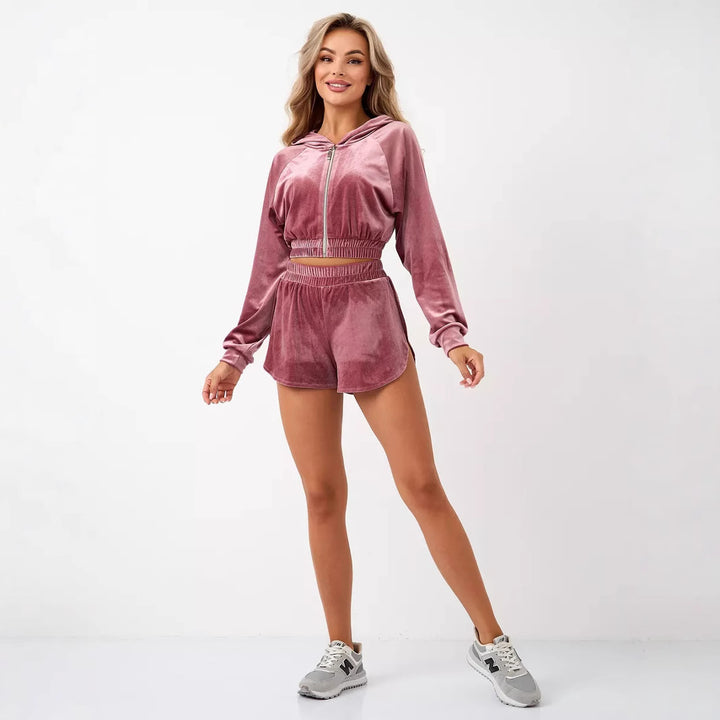 Ladies elegant Fleece-Hoodie with high collar and zipper Lune London