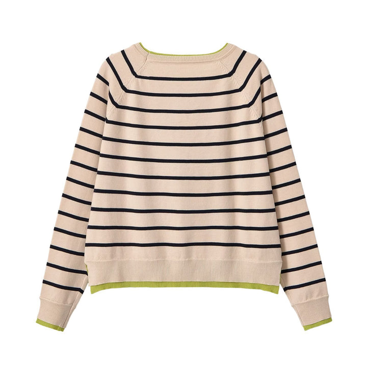 Women fine knit sweater with layer look, round neck and raglan sleeves Amarae