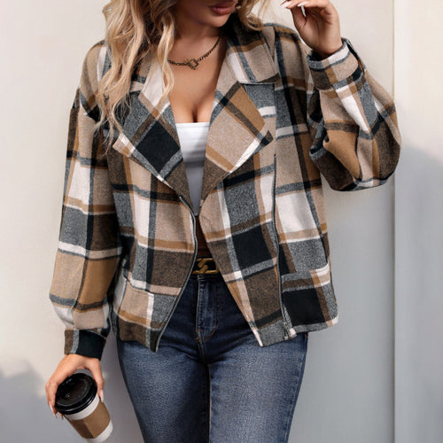 Checked blazer vest for women with a casual chic cut