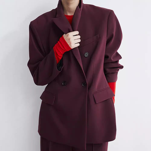 Oversized women's jacket with double row of buttons and modern cut Amarae