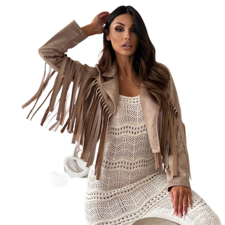Fringe jacket for ladies in high-quality faux suede Lune London