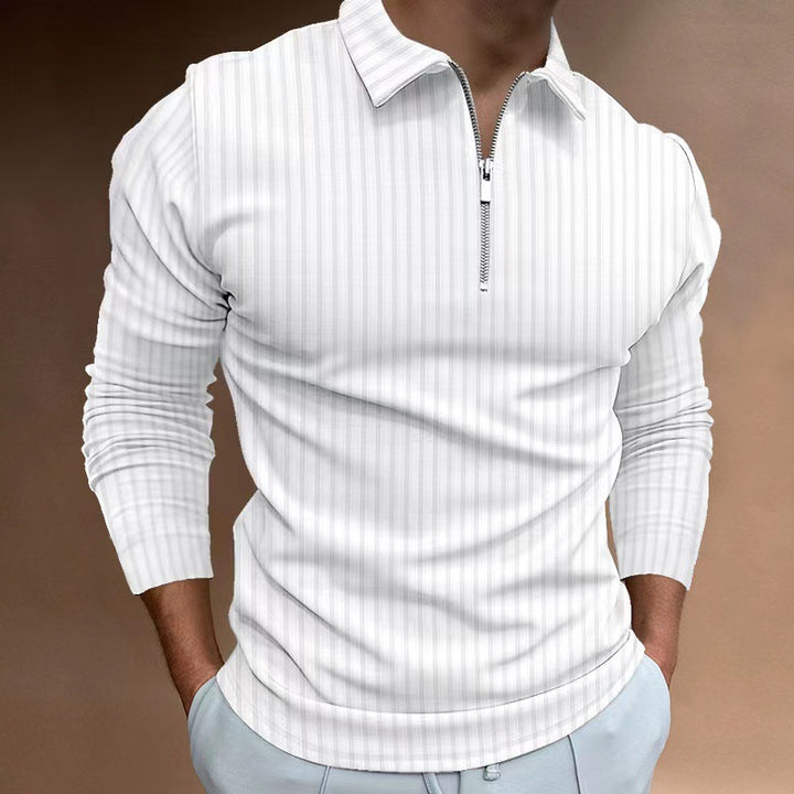 Men's long sleeve polo with trendy zip closure Lune London