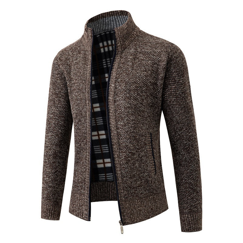 Men's knit jacket with textured design and high collar Lune London