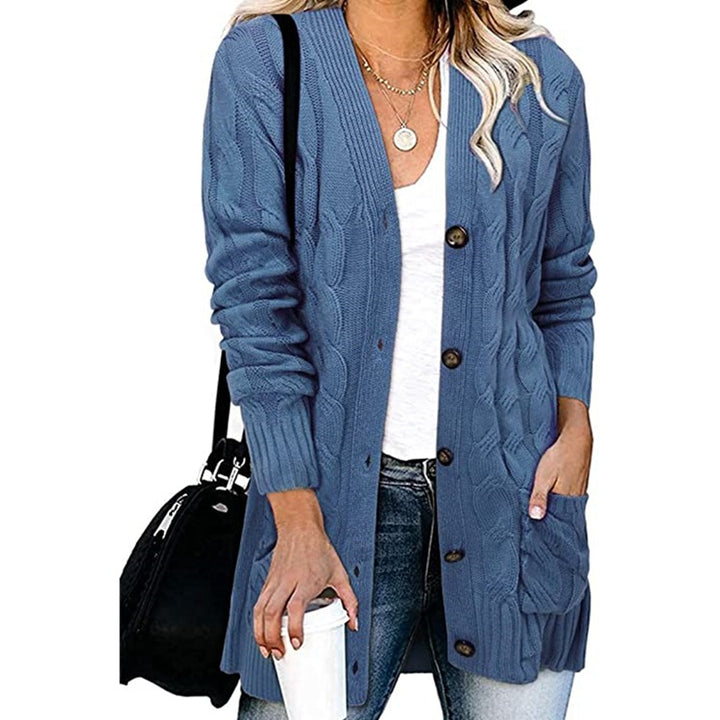 Thick knit jacket for women with large buttons and deep pockets Lune Londonl