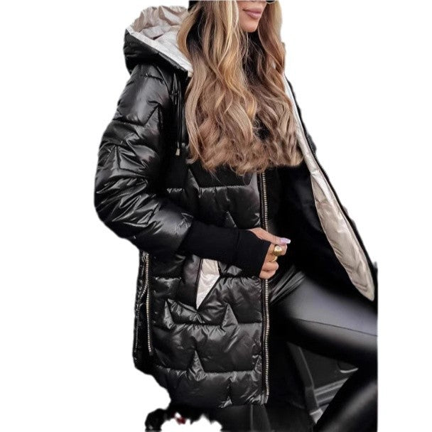 Modern and warm quilted jacket for women with hood Lune London