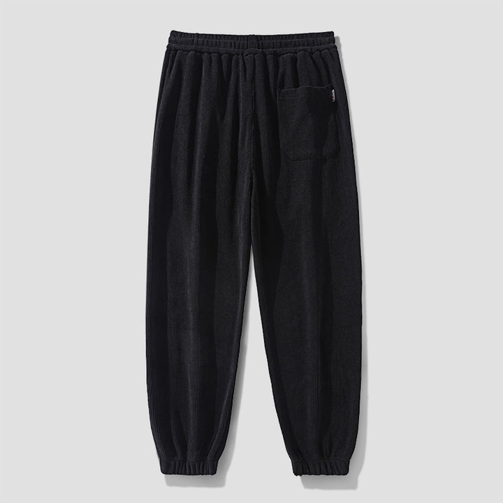 Men's cord pants in jogging style with side panel inserts and drawstring Amarae