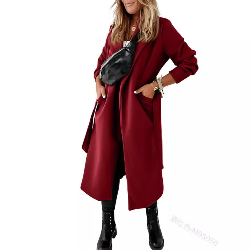 Women elegant and comfortable wrap coat with practical pockets Lune London