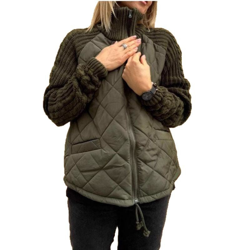Ladies quilted jacket with wool details Lune London