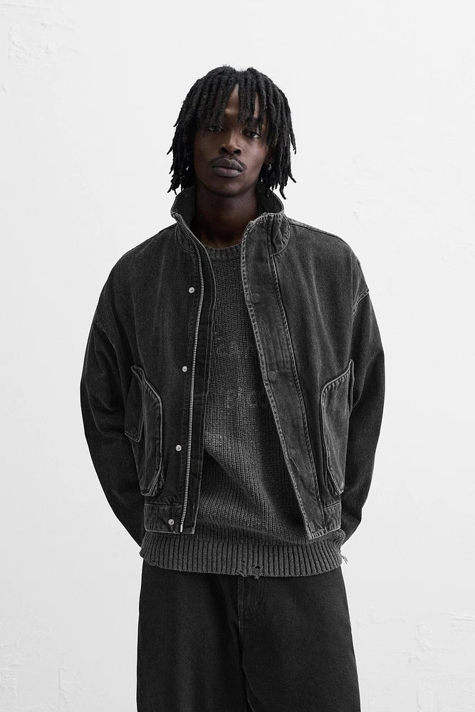 Amarae Men's Denim Bomber Jacket